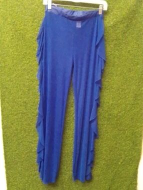 Blue Ruffle Side Palazzo Pants